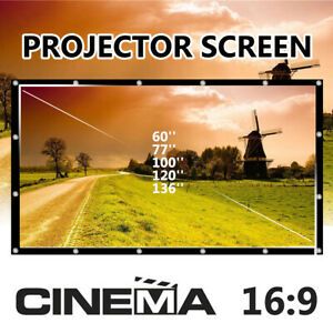 60/77/100/120/136&#039;&#039; 16:9 Projector Screen Indoor Outdoor Match Cinema  c