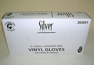 Silver Source X-LARGE Powder &amp; Latex Free Vinyl Gloves 100ct FDA Appr USA SELLER