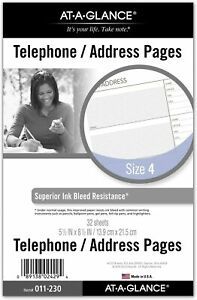 AT-A-GLANCE Day Runner Telephone and Address Pages, Refill, Loose-Leaf,...