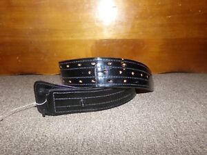 DON HUME  DUTY BELT SIZE 28 SUEDE LINED   BLACK GLOSS FINISH   (MISSING BUCKLE)