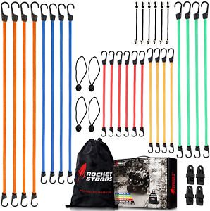36 Piece Bungee Cords with Hooks | Bungee Cord Assortment Ball Bungees and bag