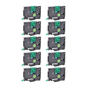 10PK Compatible with Brother P-Touch TZ TZe-721 Black on Green Label Tape 0.35&#034;