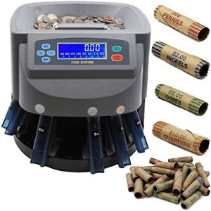 Professional Commercial Money Change Coin Counter Sorter Machine, Wrapper/Roller