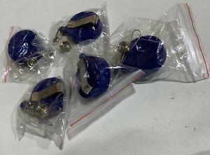 5 Blue Retractable Badge Reel ID Card Holder Key Metal Clip Clear Vinyl Strap