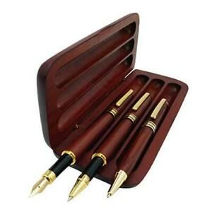 3 Pcs Wooden Pens Set with Pen Gift Case/Best Writing Fountain Pen, Fancy