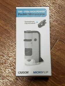 Carson MicroFlip 100x-250x LED &amp; UV Lighted Pocket Microscope with Flip Down