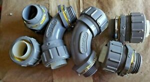 LOT OF 6 ARLINGTON NMLT 1&#034; 4 straight, 2  90 D NM SEALTIGHT CONNECTORS NMLT100