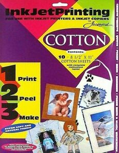 &#034;INK JET PRINTING&#034; [10 SOFT COTTON 8 1/2&#034; x 11&#034; SHEETS] [STEPS: PRINT PEEL MAKE]