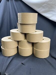 10 Rolls Of Water Activated Reinforced Kraft Paper Gummed Tape 3&#034; x 450&#039;