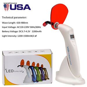 Dental LED Curing Light Lamp ABS 5W 2200mAh Wireless Charging  w. Original Tips