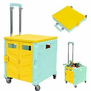 Foldable Utility Cart - 4 Wheeled Rolling Crate Universal Rolling Cart Portable
