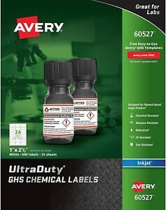 Avery UltraDuty GHS Chemical Labels 60517 - FREE SHIPPING - New