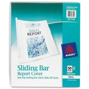 TWO 2x Avery Sliding Bar Report Covers 20 Sheet Cap. 50/BX CL/White Bar 47710