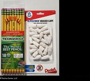 Dixon Ticonderoga Pre-Sharpened Pencils &amp; Hi-Polymer Eraser Caps