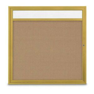 UNITED VISUAL PRODUCTS UV303H5-GOLD-BUFF Corkboard,Hdr,Fbrc,Gold/Buff,1