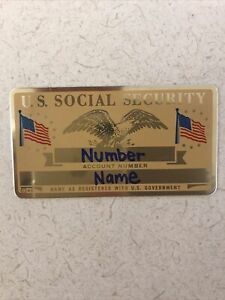 US Social Security Card Tag Holder Metal. T101. R