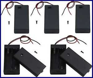 5Pcs 2 AA Battery Holder W Switch 2X 1.5V Case Wire Leads &amp; ON/Of 2AA 5PC