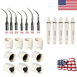 Dental Ultrasonic Scaler &amp; Bottles Handpiece Tips Wrench fit EMS Woodpecker SA