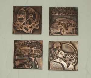 COPPER PLATE PRINTER&#039;S BLOCK/4 COAL ADS
