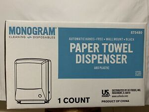 Monogram Paper Towel Dispenser, Hands Free, Wall Mount, Black