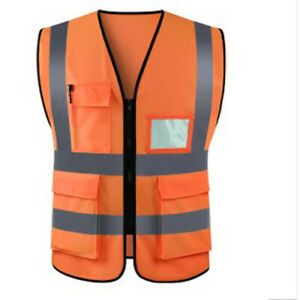 High Visibility Reflective Security Vest Workwear Jacket Coat Night Running