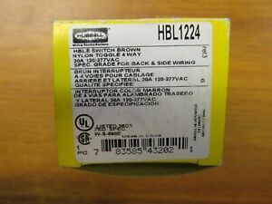 NIB.. Hubbell Toggle Switch 20A, 120/277V, Cat# HBL1224 ... VK-20G
