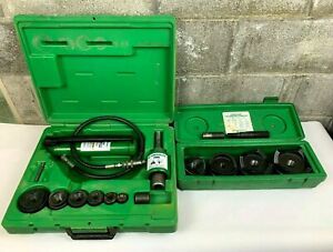 Greenlee 7306 1/2&#034;-2&#034; &amp; 7304 2-1/2&#034;-4&#034; Hydraulic Knockout Punch Set 7310 MINT