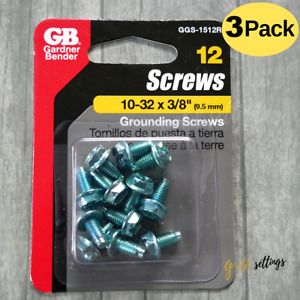 10-32 X 3/8&#034; (9.5mm) GROUNDING SCREWS 3 PACK OF 12PCS  GGS-1512R CROSS SCREW