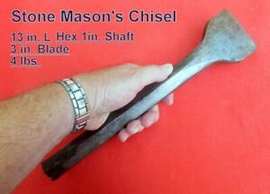 Stone Mason&#039;s Stone Chisel   4 lbs.  1 in. Hex Shaft   3 in. Blade   Scarce Size