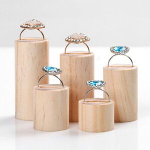 5Pcs Ring Cone Wood Jewelry Display Ring Stand Storage Organiser Holder T Ev PO