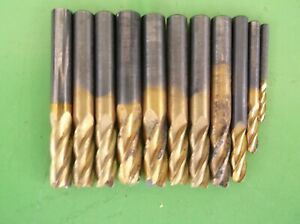 Lot of 11 Brass Finish Drill Bits. Machinist. Flat Ends - End Mill??.