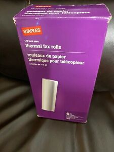1 Box Staples Brand 6 Thermal Fax Paper Rolls .5” Core 18232 NEW