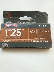 #256 Arrow T25 Round Crown Staples 3/8&#034; 10mm Wire &amp; Cable Fastener Box of 1000