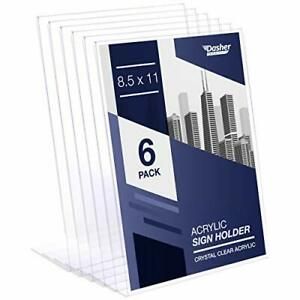 Slant Back Acrylic Sign Holder - 8.5 x 11 Inches Premium Portrait Ad Frames T...