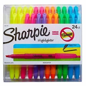 highlighters assorted liquid sharpie pocket colors tip chisel pens 24 count