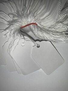 Merchandise Tags with strings. White #5 (1-3/4&#034; x 1-1/8&#034;)- 200 Tags