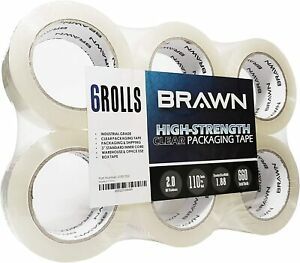 Brawn High Strength Packing Tape Fit Packaging Carton Sealing 110 Yards 6 Rolls