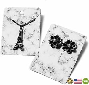 Jewelry Display Cards in Marble Design with Self-Seal Bags (2 X 2.8 In, 200 Pcs)