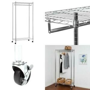 Rolling Clothes Rack Wheeled Heavy Duty Steel Garment Storage Home Use 35Inx73In
