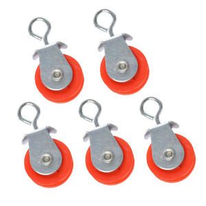 5pcs Heavy Duty Steel Single Wheel Swivel Lifting Rope Pulley Block 95mm High
