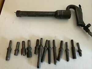 Chicago Pneumatic 6 A Aero Air Riveter Chipping Hammer &amp; 13 Rivet Bits