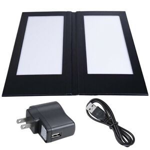 5.5x11&#034; LED Light Wine List Menu Check Bill Holder Cover Folding Double Panel