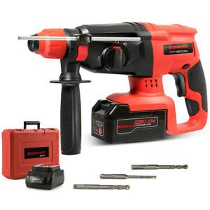20V Cordless Lithium-Ion Sds Plus Rotary Hammer Drill 3 Mode W/ Drill Bits&amp;Case