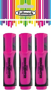 Fullmark Fluorescent Highlighter, Chisel Tip, Assorted Colors, 3-Count All Pink