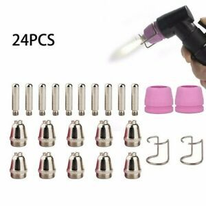 Plasma Cutter Consumables Parts 24pcs Set Ceramic Groove Shield Cups Accessories