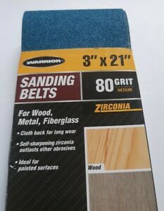 Warrior Wood Sanding Replacement Belt 80 Grit Cloth For 3&#034; x 21&#034; Belt Sanders