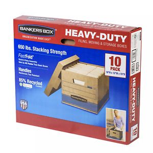 Bankers Box Heavy Duty Storage Boxes, 10&#034; x 12&#034; x 15&#034; 10 Pack