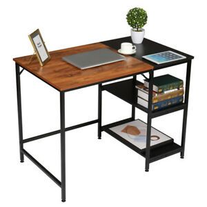 FCH 100cm Retro Color Black Particleboard Paste Triamine Stitching Computer Desk