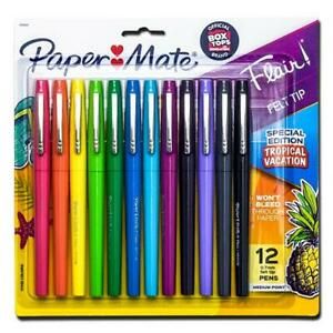 12 Ct Paper Mate Flair Porous-Point Pens Medium Point 0.7 mm TROPICAL VACATION