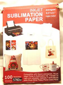 New Sublimation Paper 100 Sheets 8.5&#034; 11&#034; 5760 dpi T-Shirts Plate Inkjet Printer
